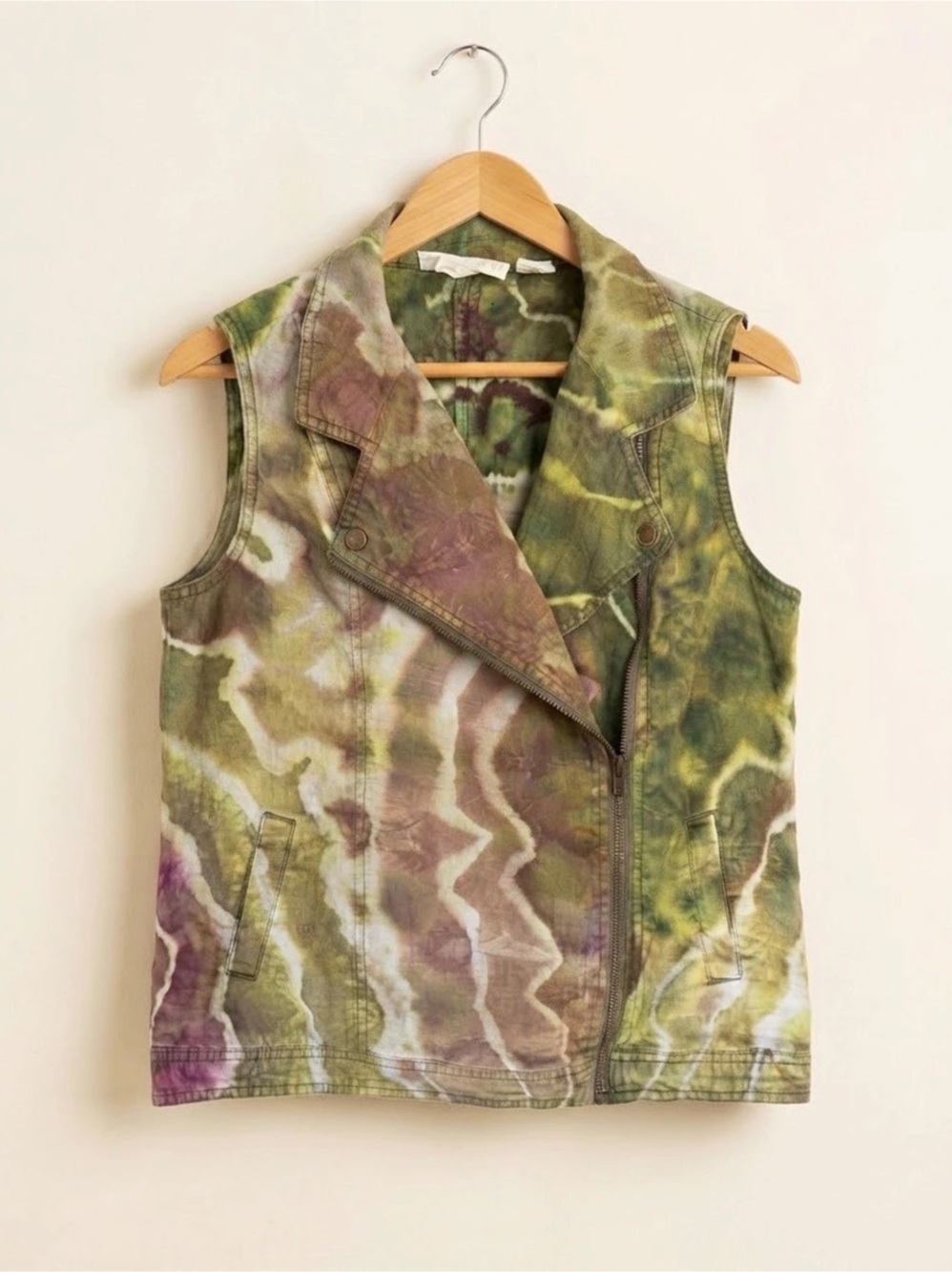 Ice Dyed Cynthia Rowley Linen Moto Vest